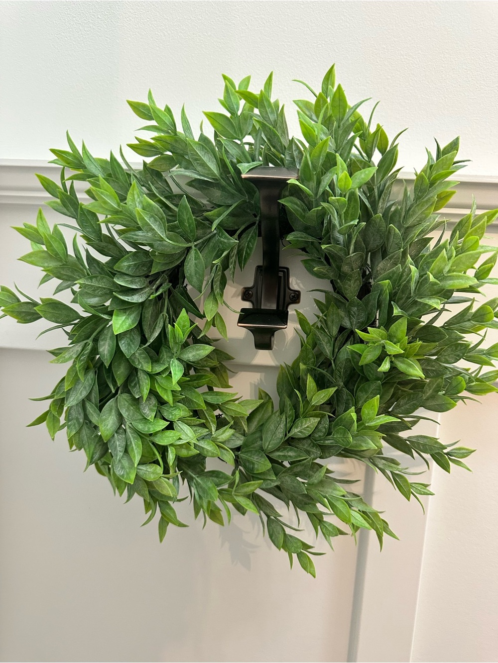 Lush Artificial Ruscus Rainwashed Green Leaf Wreath Candle Ring Home Holiday 13” - Picture 1 of 10